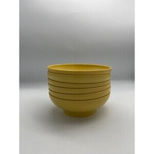 6 Vtg Tupperware Harvest Gold Yellow Cereal Salad Bowls 890 Stackable Mcm